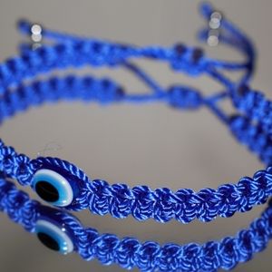 Blue string evil eye bracelet, good luck bracelet
